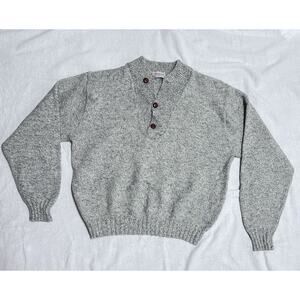 WearGuard Vintage Wool 1/4 Button Sweater Mens Medium Classic‎ Preppy
